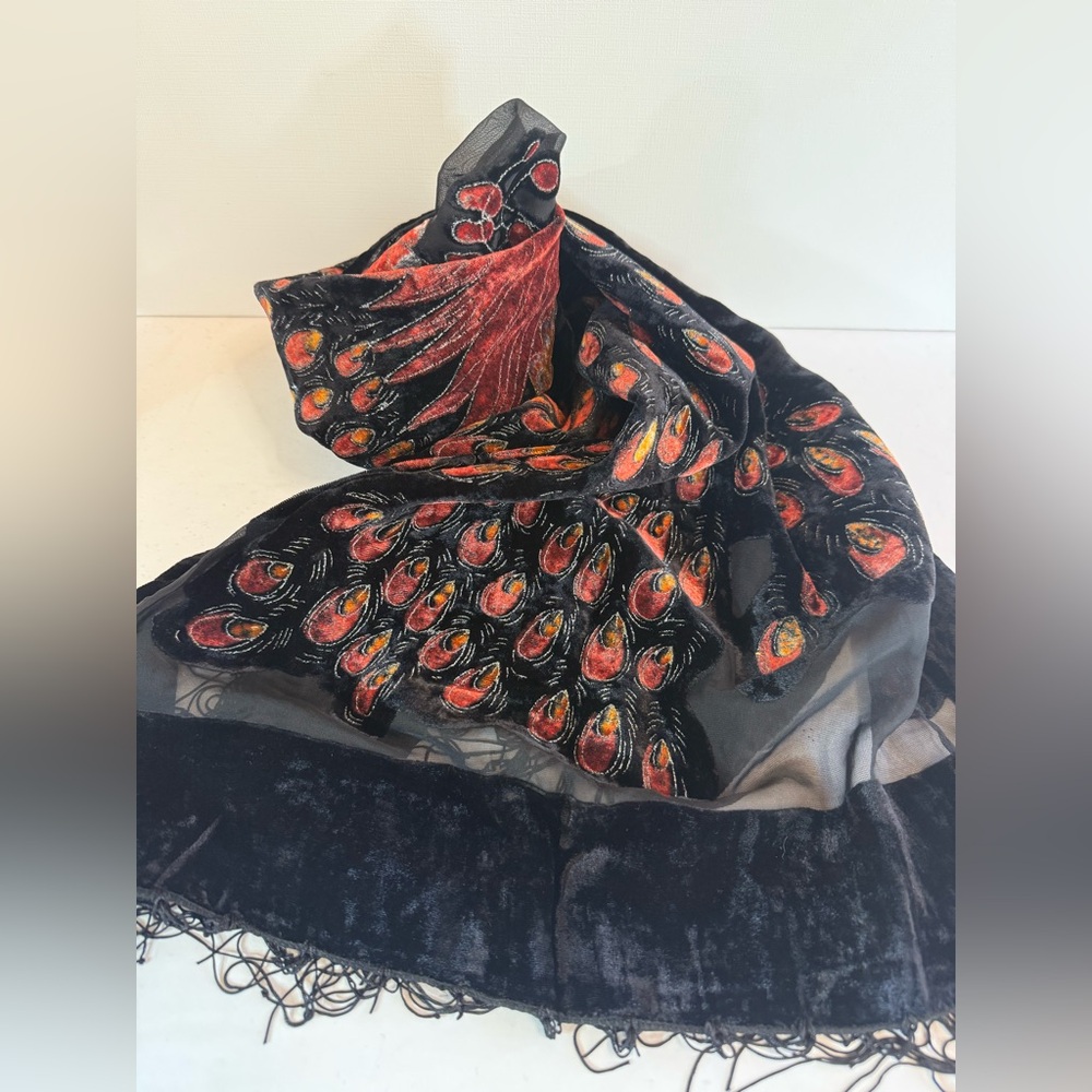J Francis Orange and Black Scarf 🦚